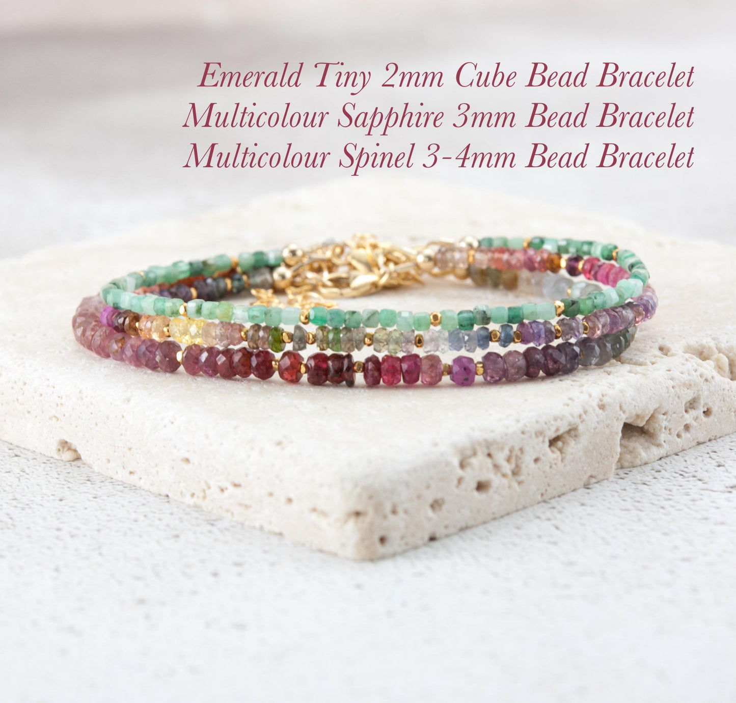 Dainty Emerald Cube Bracelet