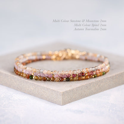 Dainty Red / Pink Tourmaline Gemstone Bracelet