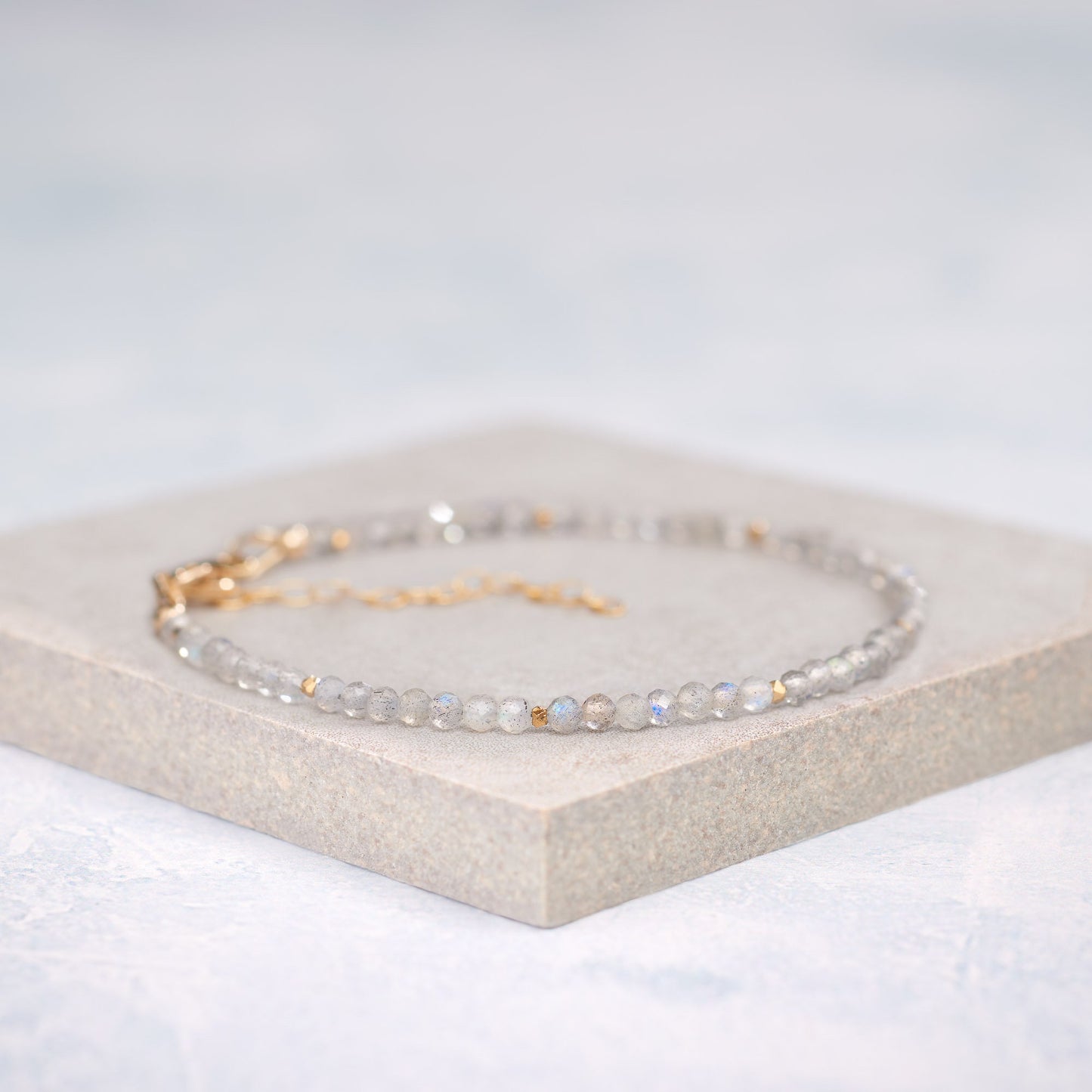 Dainty Labradorite Gemstone Bracelet (2mm)