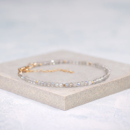 Dainty Labradorite Gemstone Bracelet (2mm)