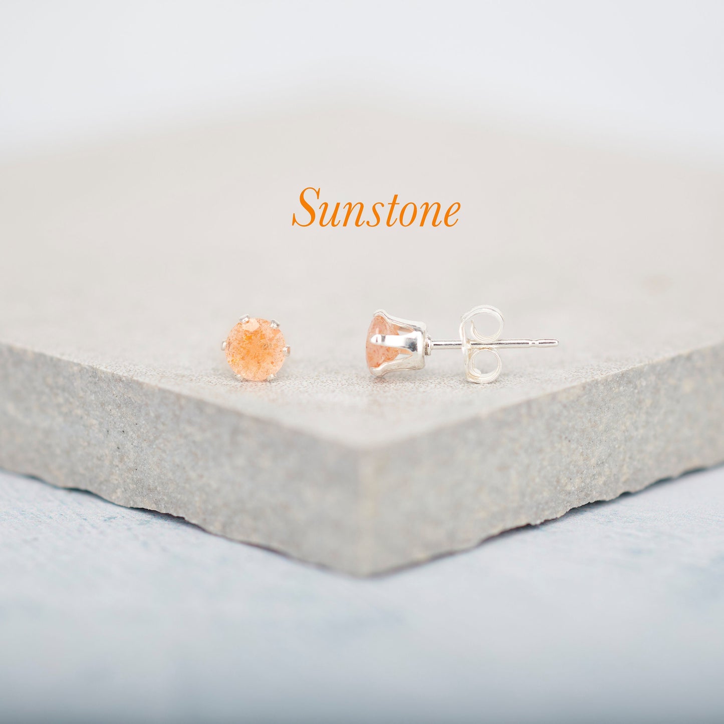 Dainty Sunstone Stud Earrings