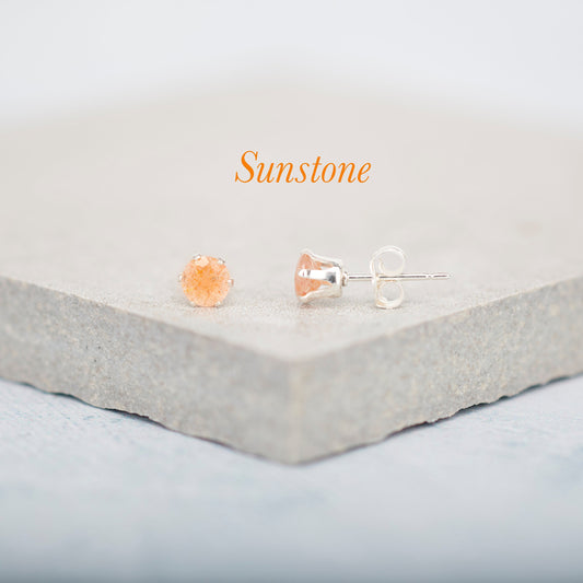 Dainty Sunstone Stud Earrings