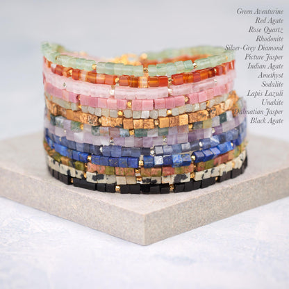 Dainty Emerald Cube Bracelet