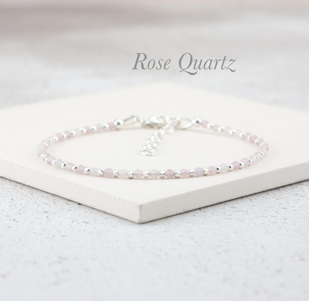 Rose Quartz & Sterling Silver or Gold Fill Bead Bracelet
