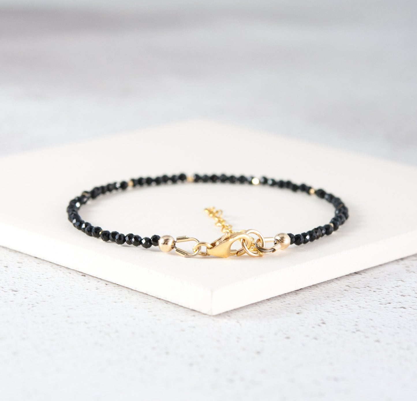 Dainty Black Tourmaline Gemstone Bracelet