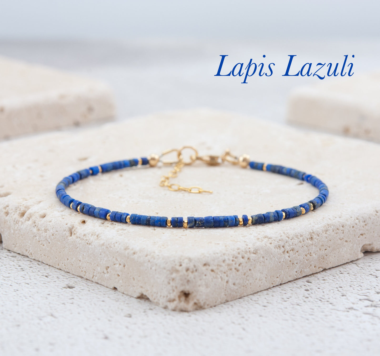 Lapis Lazuli Tiny Heishi Bead Gemstone Bracelet