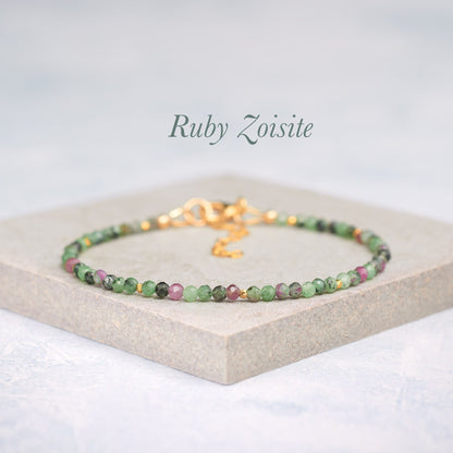 Dainty Ruby Zoisite Gemstone Bracelet