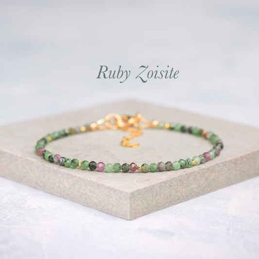 Dainty Ruby Zoisite Gemstone Bracelet