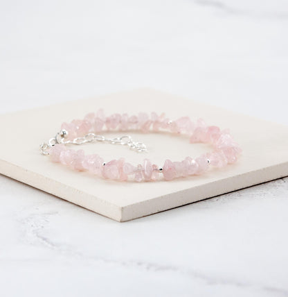 Raw Rose Quartz Gemstone Bracelet