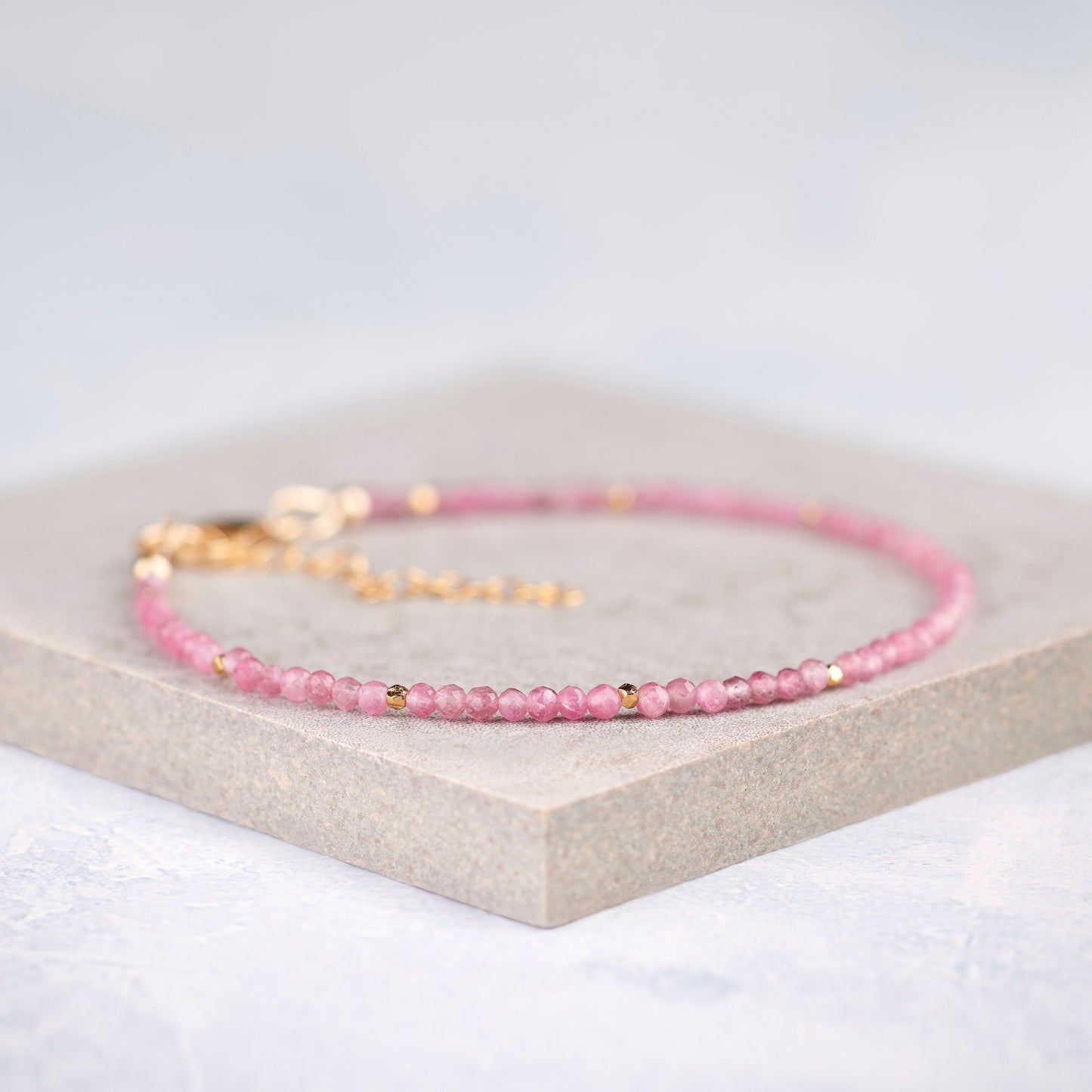 Dainty Pink Tourmaline Gemstone Bracelet