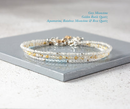 Dainty Grey Moonstone Gemstone Bracelet
