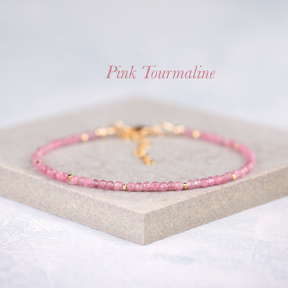 Dainty Pink Tourmaline Gemstone Bracelet