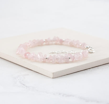 Raw Rose Quartz Gemstone Bracelet