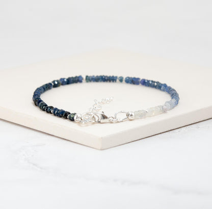 Dainty Blue Sapphire Ombre / Shaded Bracelet