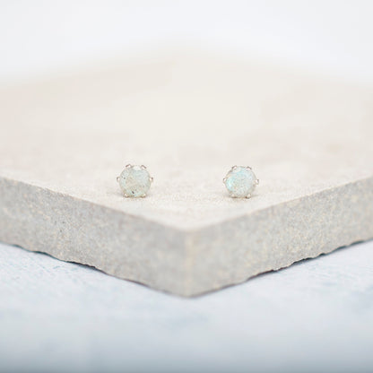 Dainty Labradorite Gemstone Stud Earrings