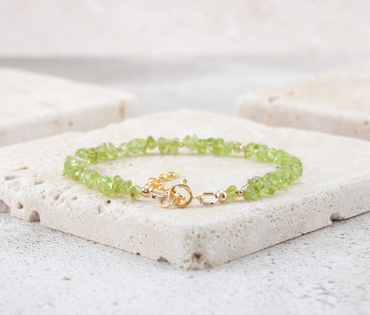 Raw Peridot Gemstone Bracelet