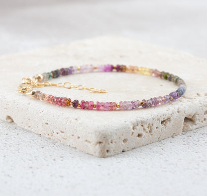 Dainty Multicolour Sapphire Gemstone Bracelet