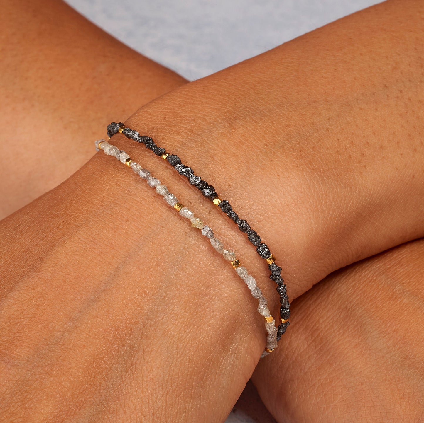 Raw Silver-Grey Diamond Dainty Bracelet