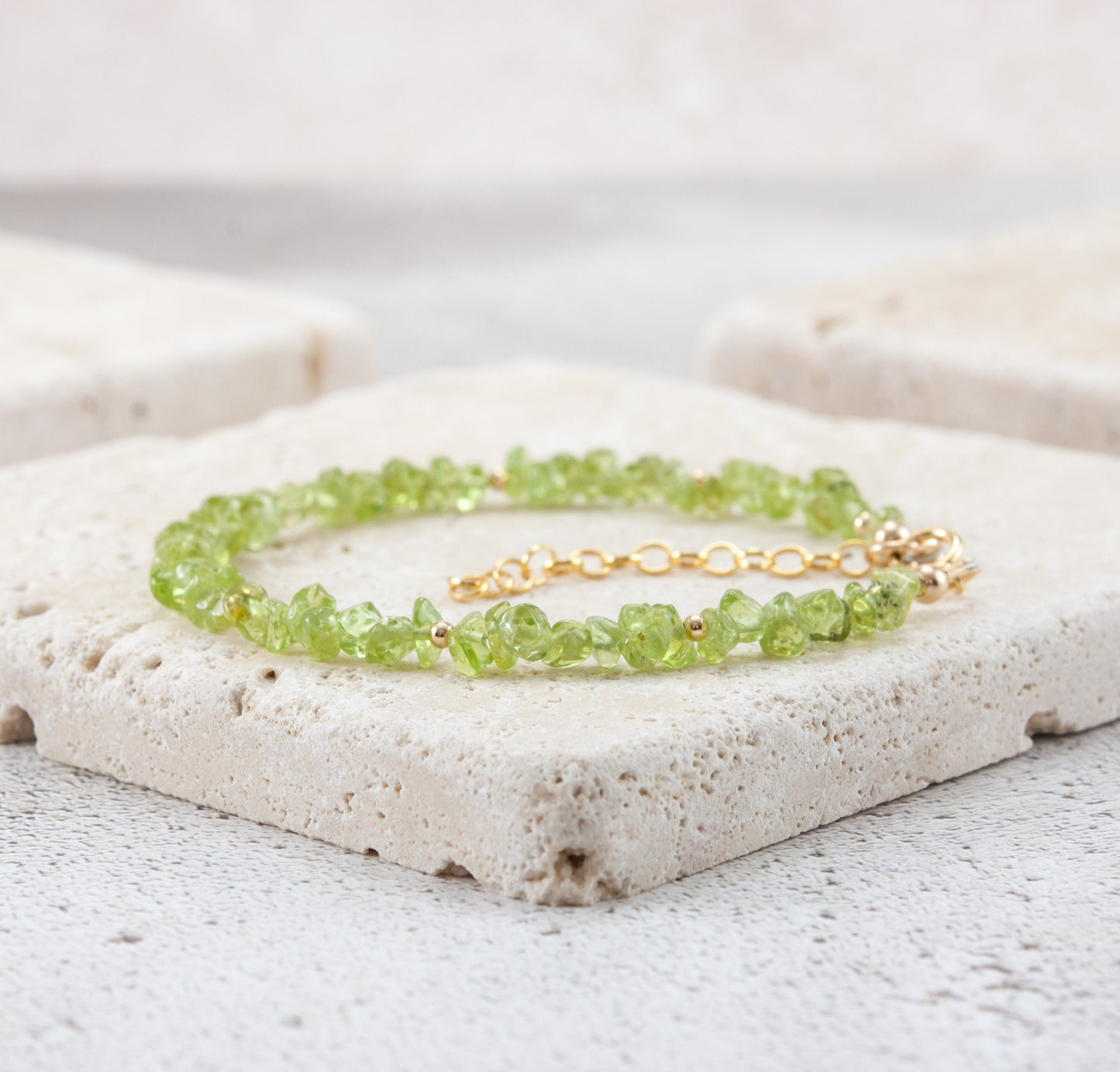 Raw Peridot Gemstone Bracelet