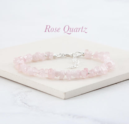 Raw Rose Quartz Gemstone Bracelet