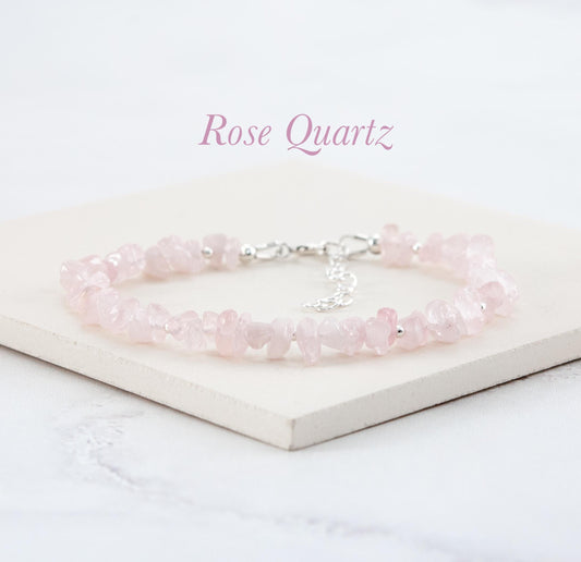 Raw Rose Quartz Gemstone Bracelet