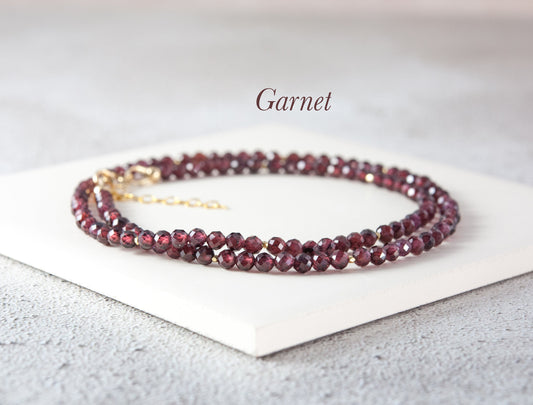 Dainty Red Garnet Dainty Gemstone Necklace