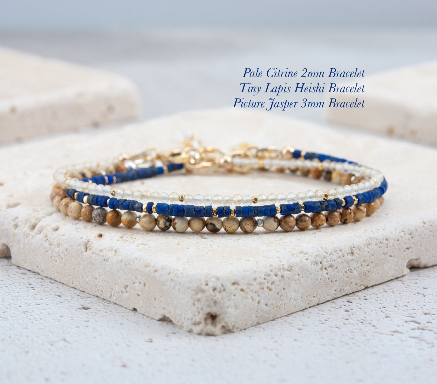 Lapis Lazuli Tiny Heishi Bead Gemstone Bracelet