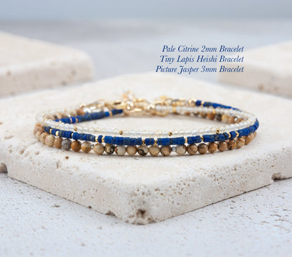 Lapis Lazuli Tiny Heishi Bead Gemstone Bracelet