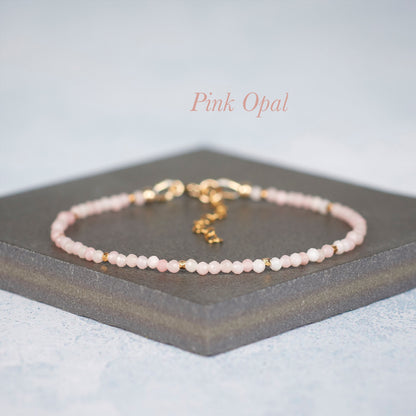 Dainty Pink Opal Bracelet (AA Grade)