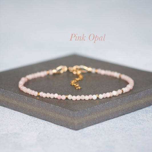 Dainty Pink Opal Bracelet (AA Grade)