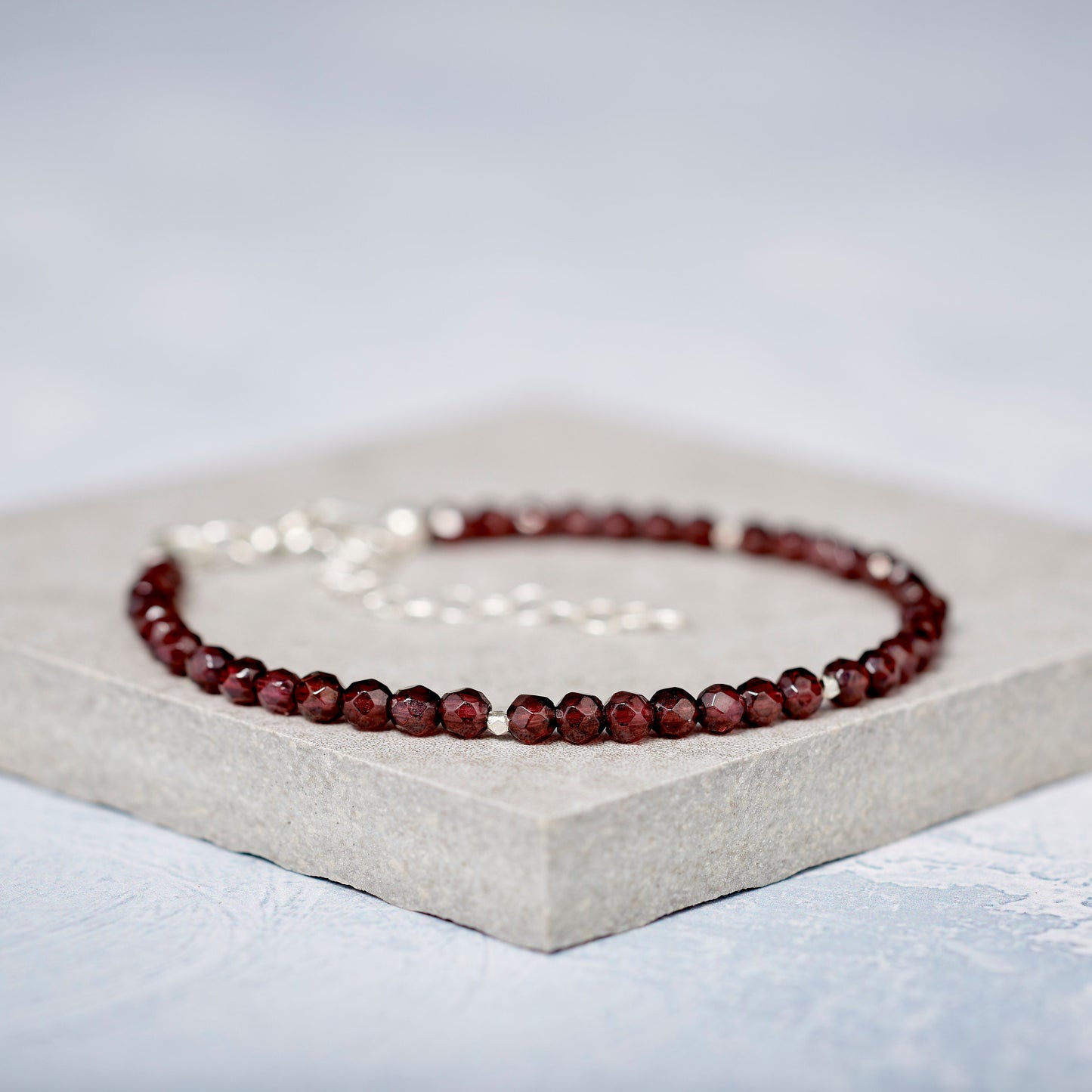 Dainty Red Garnet Bracelet