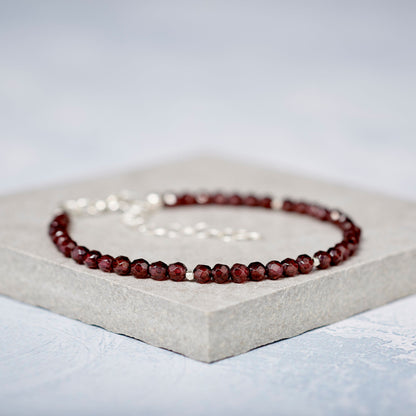 Dainty Red Garnet Bracelet