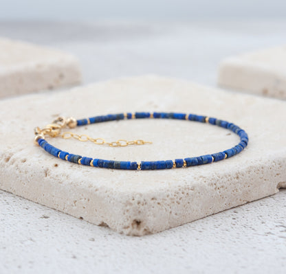 Lapis Lazuli Tiny Heishi Bead Gemstone Bracelet