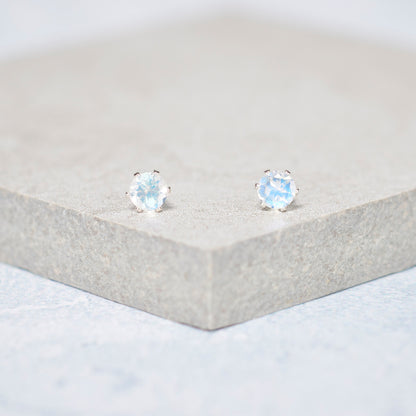 Dainty Rainbow Moonstone Stud Earrings (AAA Grade)