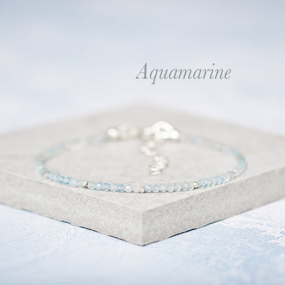 Dainty Aquamarine Gemstone Bracelet