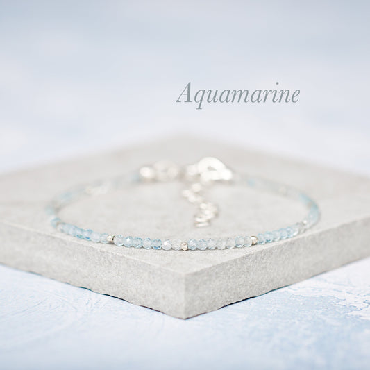 Dainty Aquamarine Gemstone Bracelet