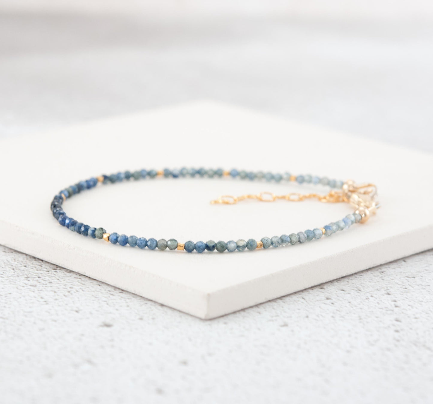 Dainty Blue Sapphire Ombre / Shaded Gemstone Bracelet