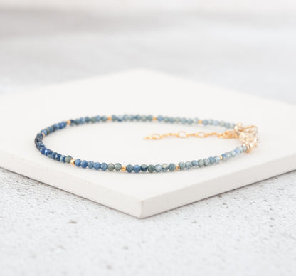 Dainty Blue Sapphire Ombre / Shaded Gemstone Bracelet