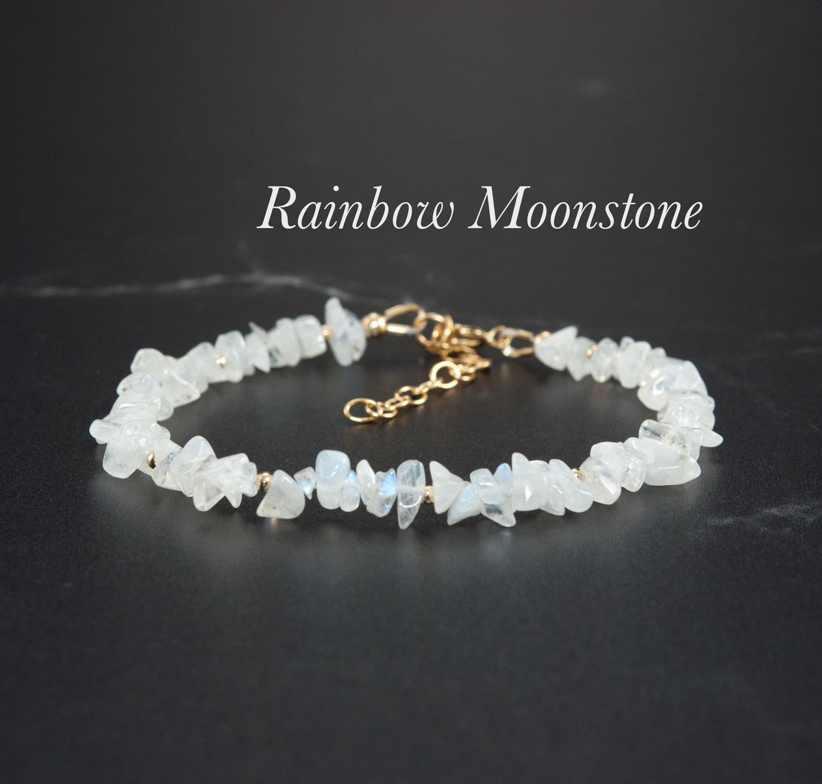Raw Rainbow Moonstone Gemstone Bracelet