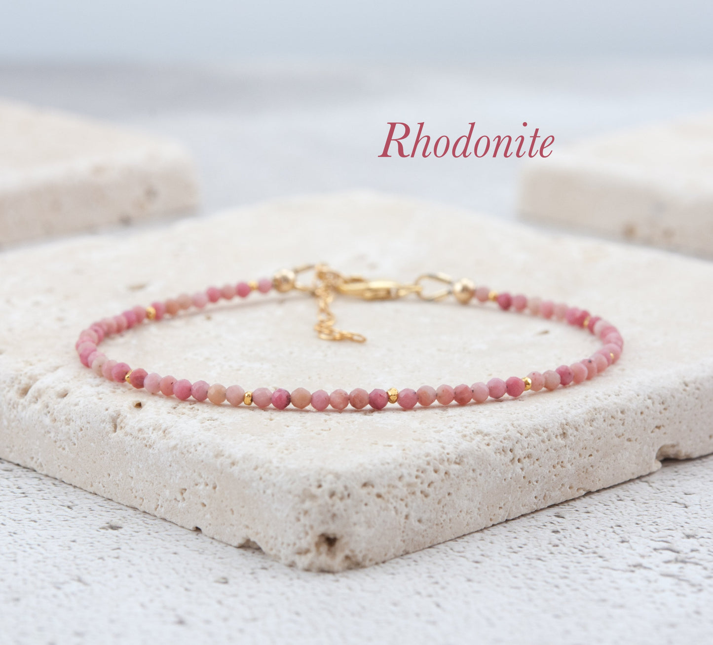 Dainty Rhodonite Gemstone Bracelet