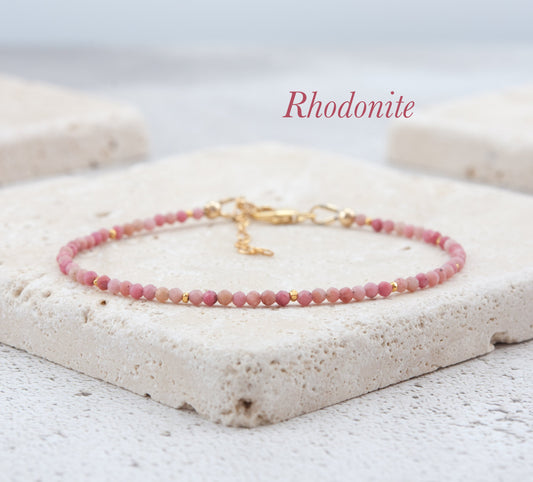 Dainty Rhodonite Gemstone Bracelet