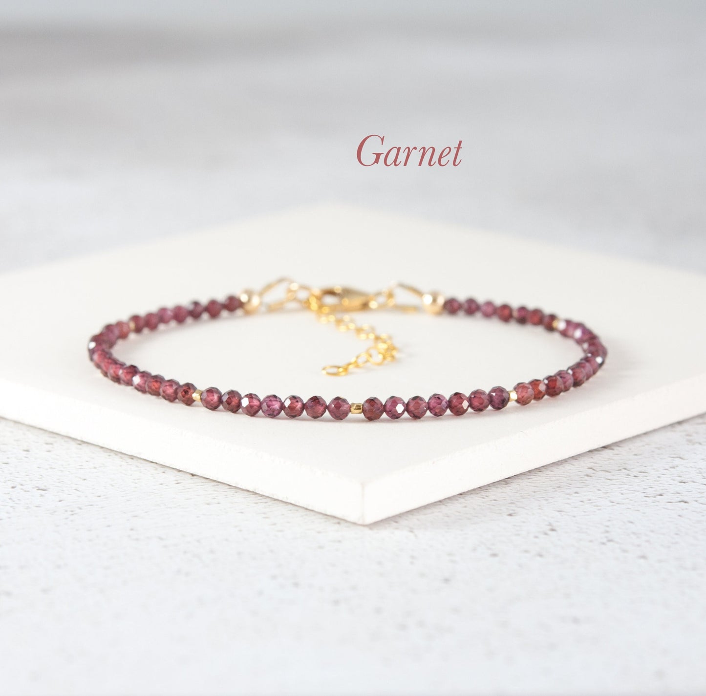 Dainty Red Garnet Gemstone Bracelet