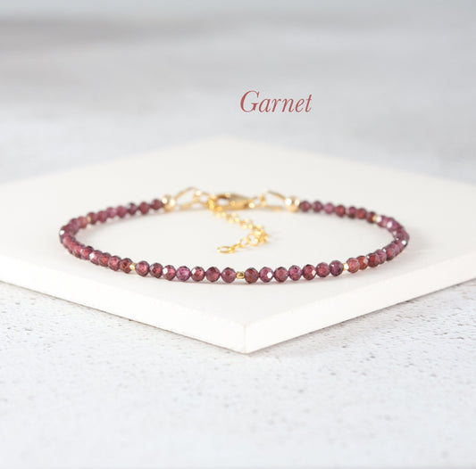 Dainty Red Garnet Gemstone Bracelet