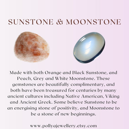 Dainty Sunstone and Moonstone GemstoneBracelet