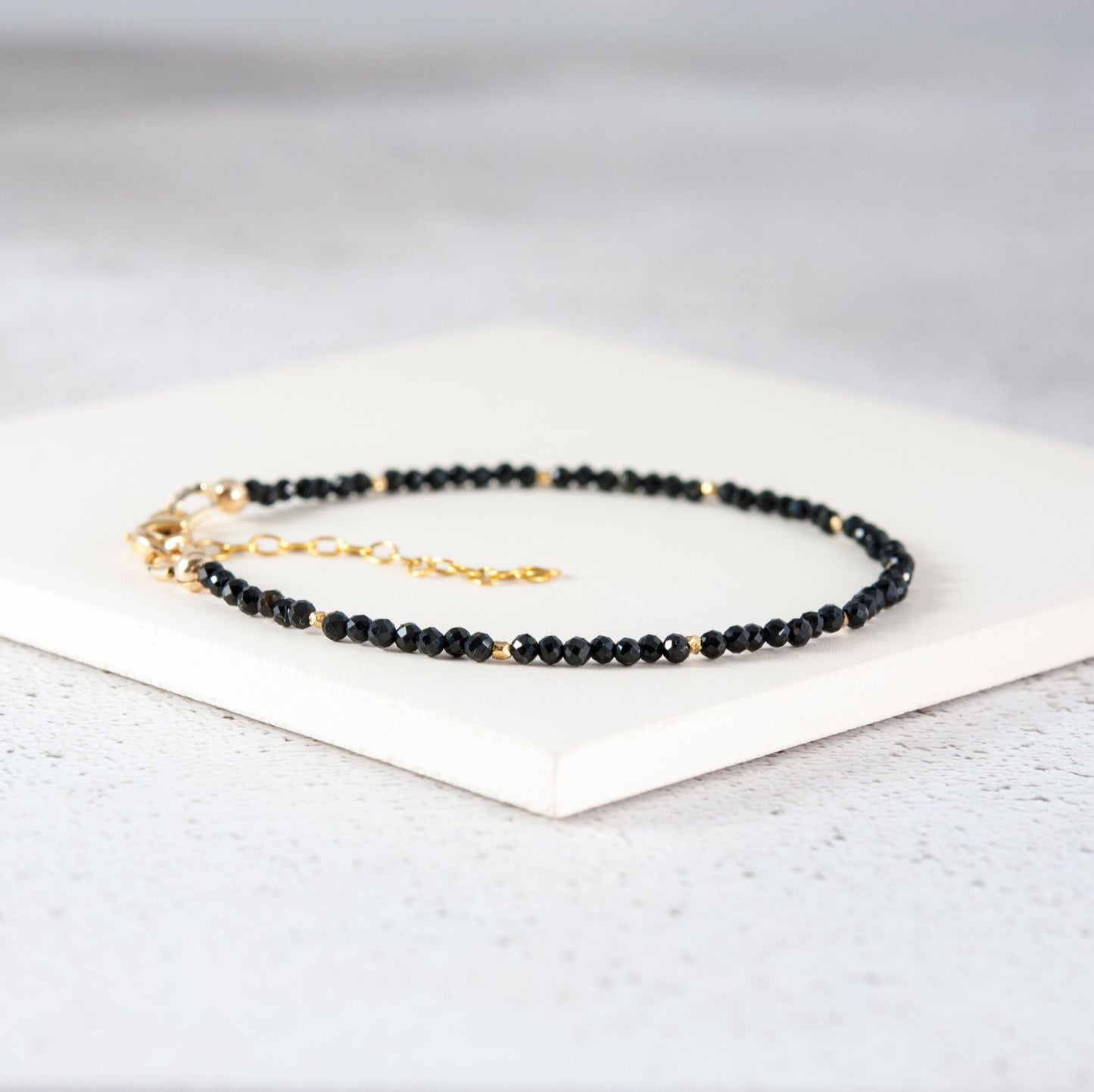Dainty Black Tourmaline Gemstone Bracelet