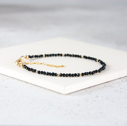 Dainty Black Tourmaline Gemstone Bracelet