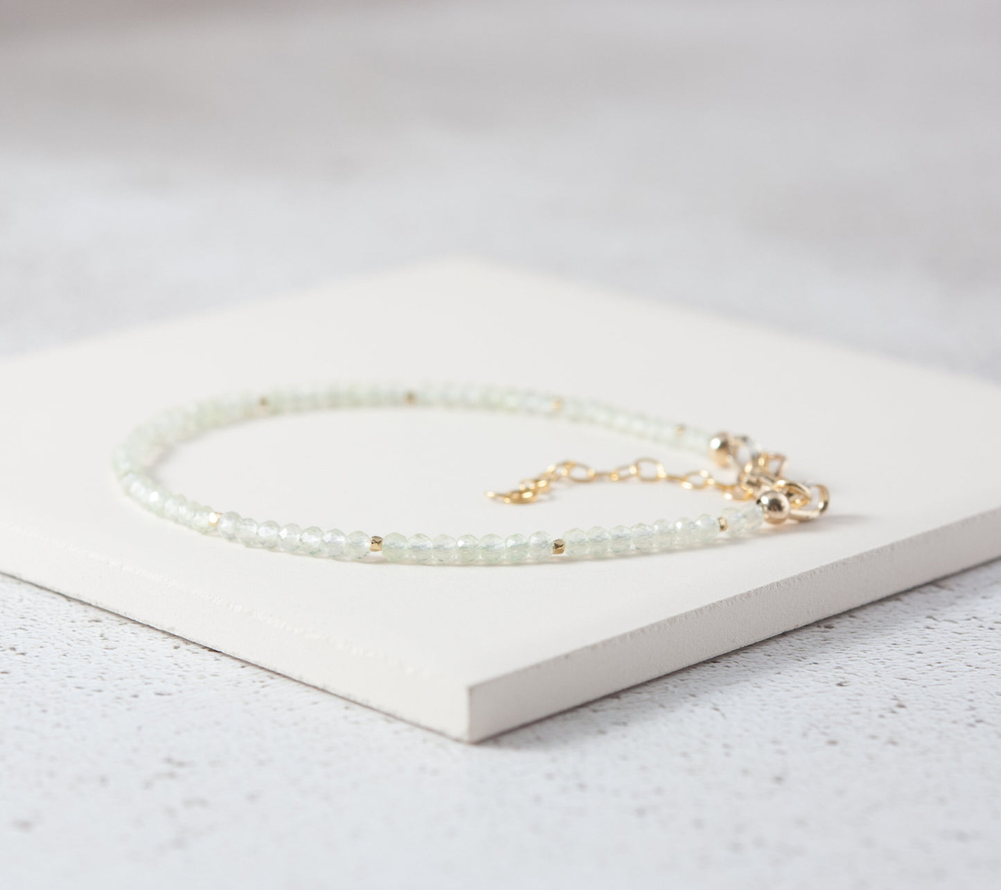 Dainty Prehnite Gemstone Bracelet