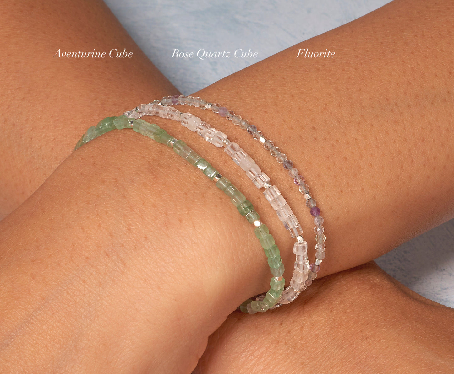 Dainty Green Aventurine Cube Bead Bracelet