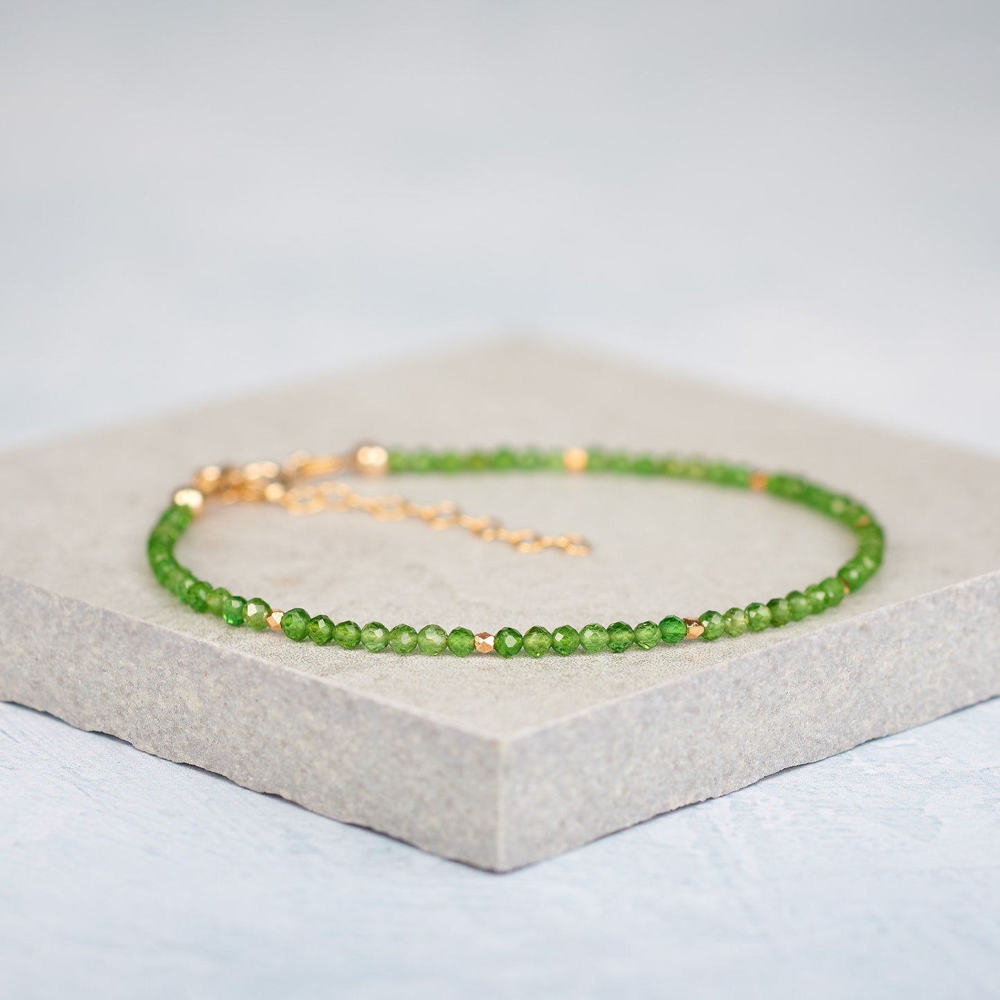 Chrome Diopside Dainty Gemstone Bracelet (AAA Grade)