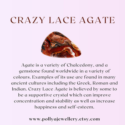 Dainty Crazy Lace Agate Gemstone Tube Bead Bracelet